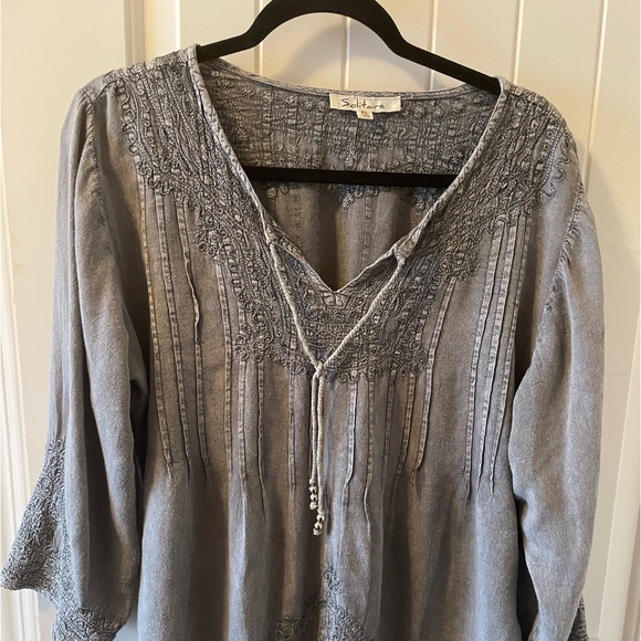 Grey boho blouse XL - Picture 2 of 6